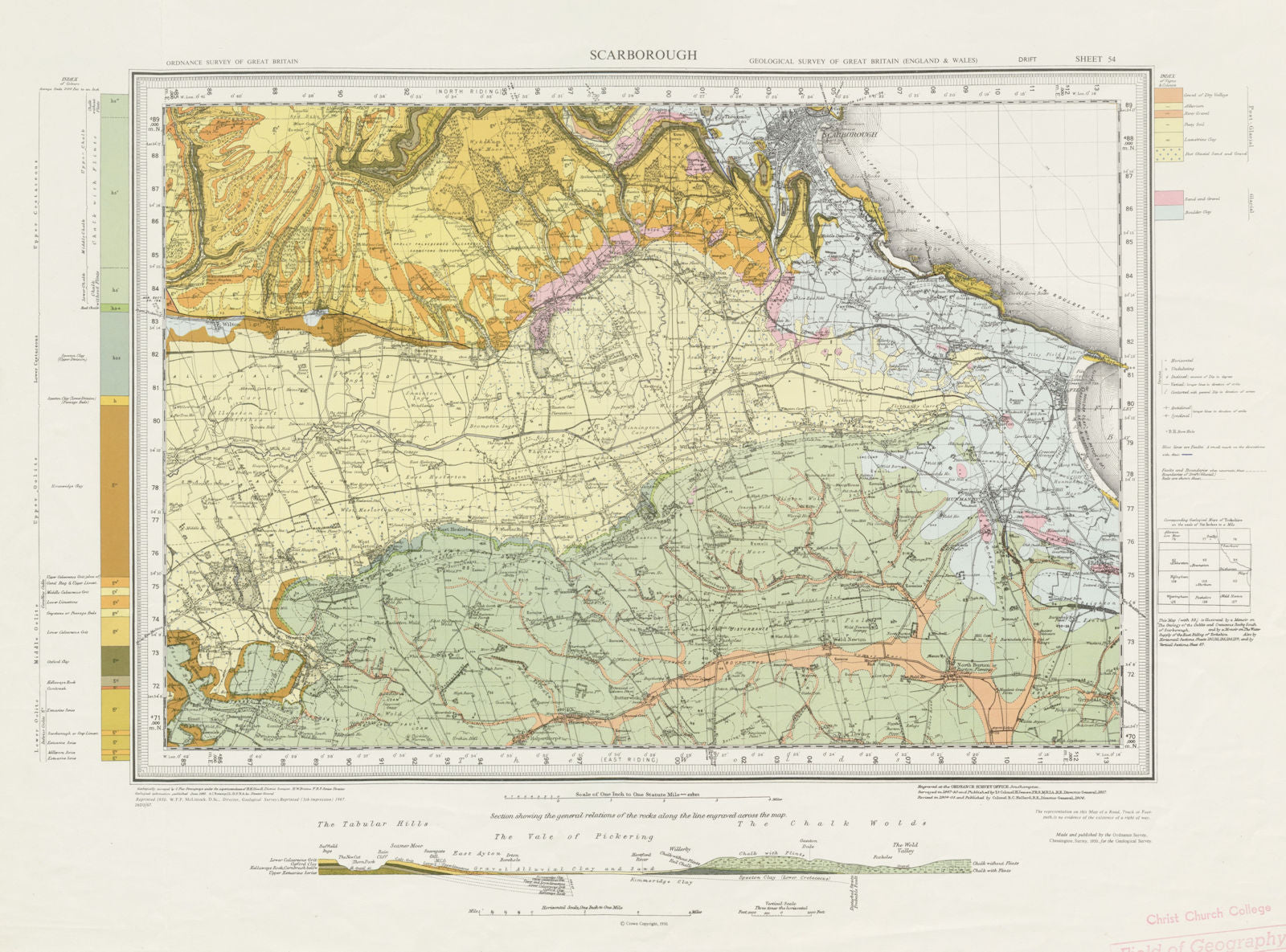 Scarborough geological survey map sheet 54. Yorkshire Filey Yorkshire Coast 1967